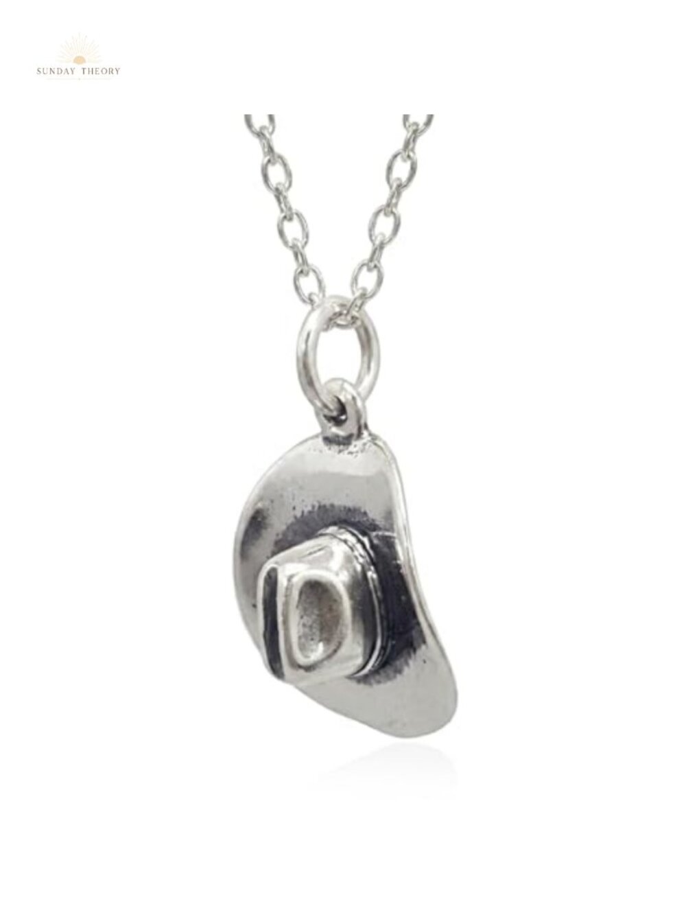 Sterling Silver Cowboy Hat Charm Necklace 18" Chain Western Jewelry
